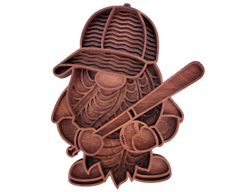 Gnome Baseball multi layer mandala | wall art | home decor | 3D art