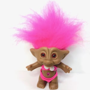 Vintage 5&quot; Ace Novelty Troll Doll Belly Gem Stone Pink Hair Pink Bathing Suit | Unique Gift Idea | Retro Nostalgia Retro Toys