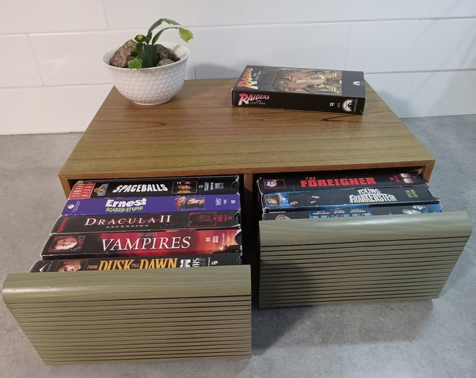 Vintage VHS TAPE Movie Storage, Drawers Holds up to 20 Tapes