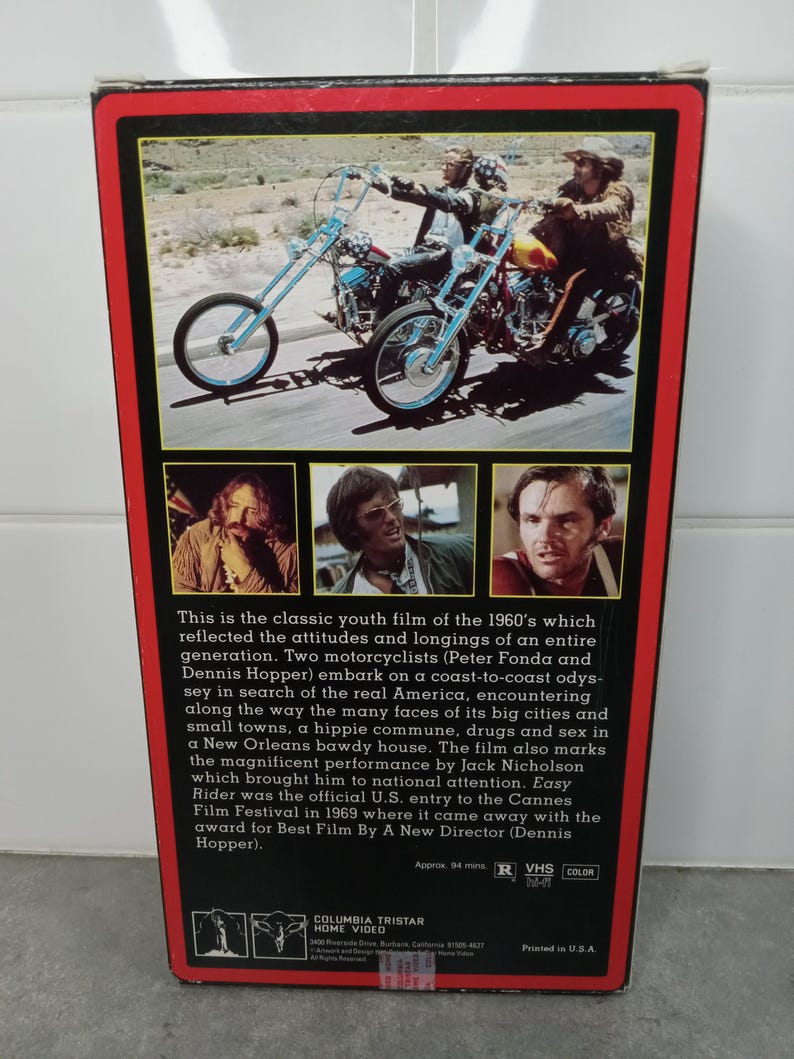 1969 Easy Rider Peter Fonda Jack Nicholson Dennis Hopper VHS Movie VHS ...