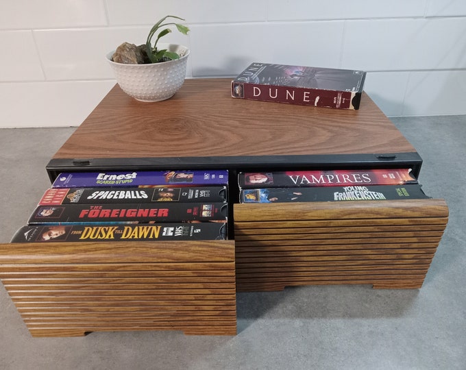 Vintage VHS TAPE Movie Storage, Drawers Holds up to 20 Tapes