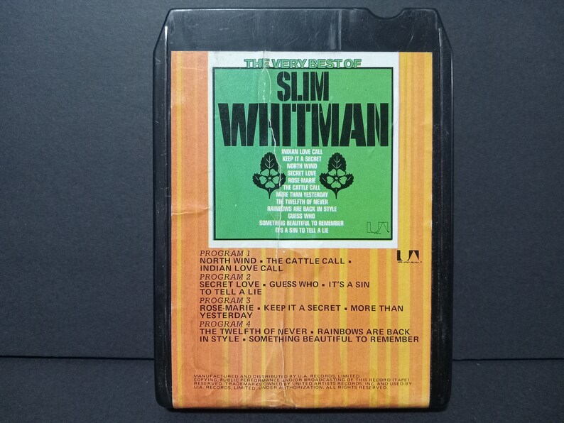 Used Vintage 8 Track Tapes, Retro 8track Tapes, Country, Slim Whitman