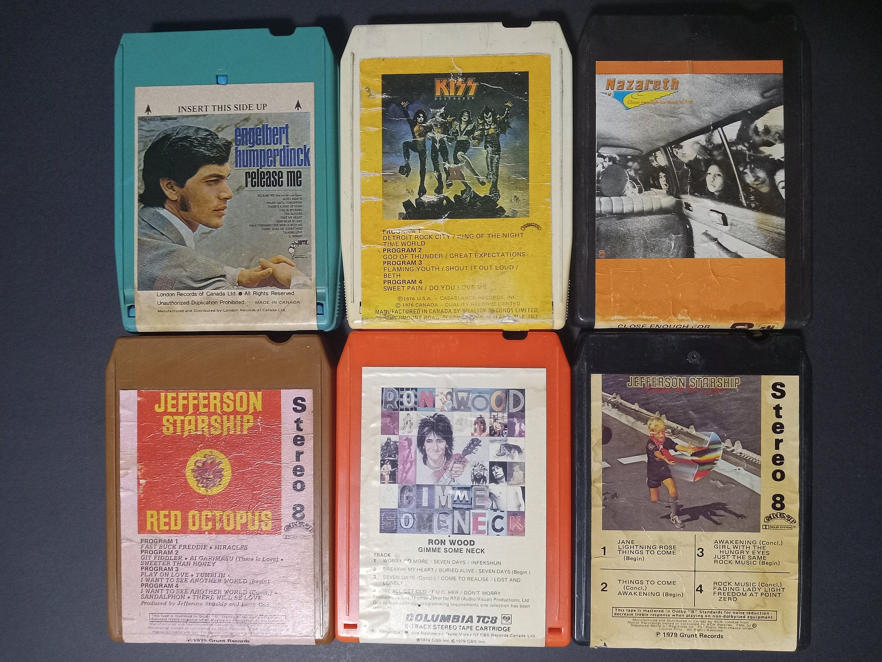 Used Vintage 8 Track Tapes, Retro 8-Track Tapes, Kiss, Jefferson Starship, Nazareth, Ron Wood, Englebert Humperdink