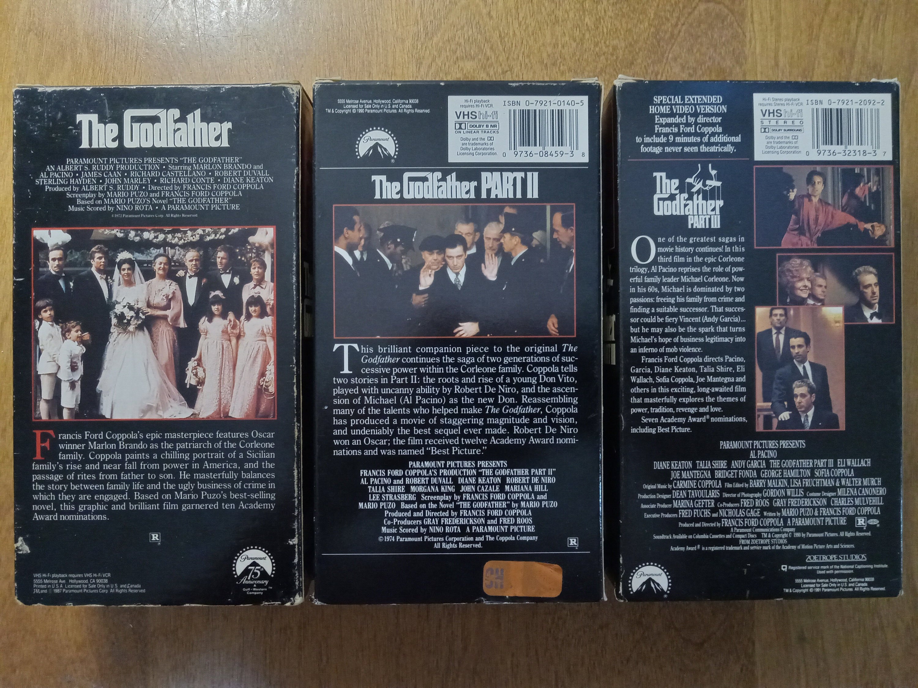 1972 the Godfather VHS Movies, the Godfather, the Godfather