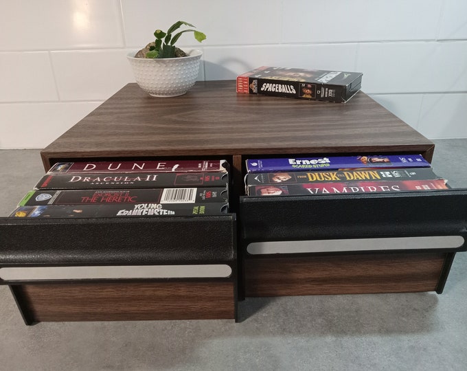 Vintage VHS TAPE Movie Storage, Drawers Holds up to 24 Tapes