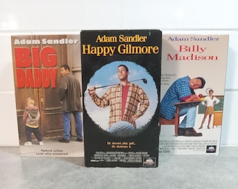 Adam Sandler VHS Movie Lot 3 Tapes Big Daddy Happy Gilmore Billy Madison | VHS Movie Collector | Unique Gift Idea | Used VHS Tape | Retro