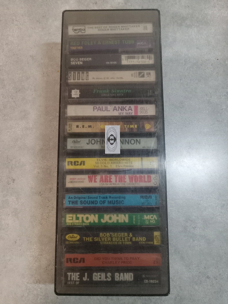 Vintage CASSETTE TAPE Storage Box, Holds up to 15 Tapes / Retro Music