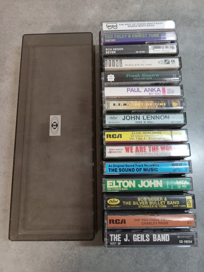 Vintage CASSETTE TAPE Storage Box, Holds up to 15 Tapes / Retro Music