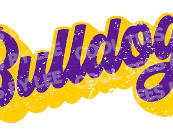 Bulldogs Groovy Purple Gold Digital PNG file, DTF, DTG, Sublimation, Graphic Tee Design make your own shirts!