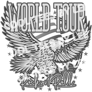 World Tour Eagle Rock and Roll PNG file for DTF DTG Sub Digital File
