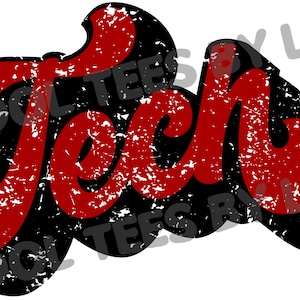 Tech Groovy Red Black Digital PNG file, DTF, DTG, Sublimation, Graphic Tee Design School Spirit, Make Your Own Tees!