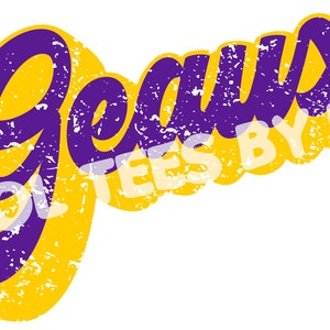 Archivo PNG digital, DTF, DTG, sublimación, diseño gráfico de camiseta, diseño de camiseta con diseño de oro morado y groovy de Geaux