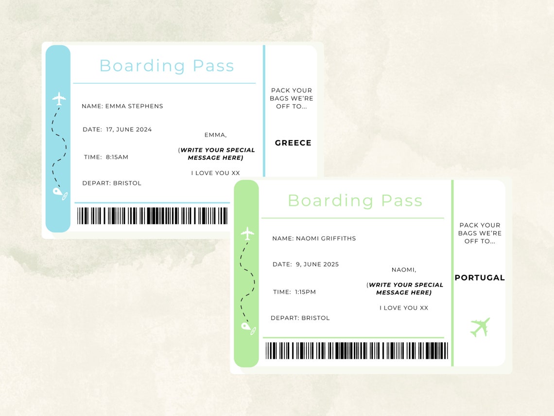 Custom Digital Boarding Pass by Enluxe Design: Personalized Travel ...