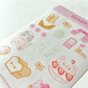 Bakery Cat Sticker Sheet ︳ bullet journal, planner, food, cute stickers