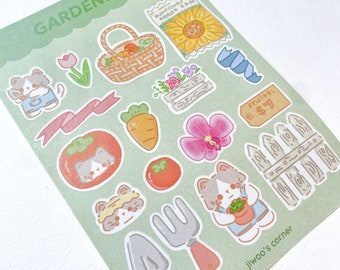 Gardening Cat Sticker Sheet: Matte Planner Stickers