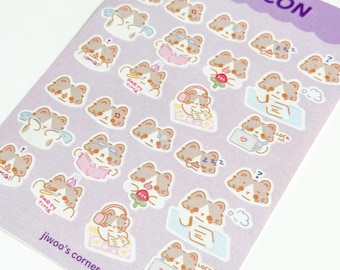 Emoticon Cat Sticker Sheet, Matte Planner Stickers