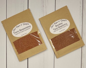 Organic Taco Seasoning, Mexican Spices, Taco Blend made with organic ingredients, Mild Taco Seasoning Mix, Smokey Taco Seasoning