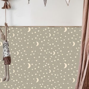 tema cielo luna e stelle mezza bordura carta da parati, arredamento per bambini neutro geder, modanatura in legno