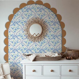 Large bundle, blue vintage coquette ribbons bows arch decal + scalloped wall molding frame arch 77x148 cm/ 30x58 inches *US orders ship DDP*
