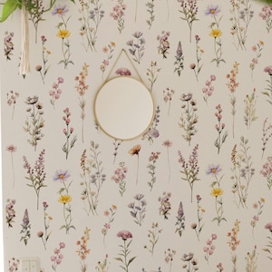 Papier peint autocollant fleurs sauvages séchées, papier peint floral