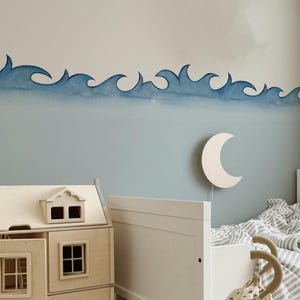 ocean sea waves baby boy nursery half wallpaper border, kids room wall mural *US orders ship DDP*