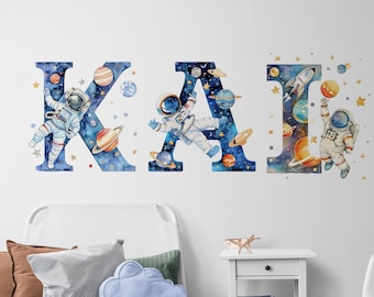 Custom name Space Wall Decals, Watercolor Solar System *US orders ship DDP*
