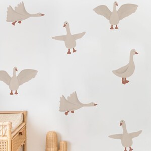 flying goose wall decals, neutral colors wall stickers, animal theme nyrsery decor