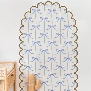 large bundle,blue coquette ribbons arch decal + scalloped wall molding frame arch 77x148 cm *US orders ship DDP*
