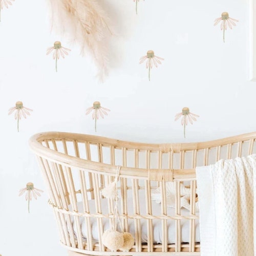 Falling Daisy Flowers Wall Decals Pastel Room Decor Etsy