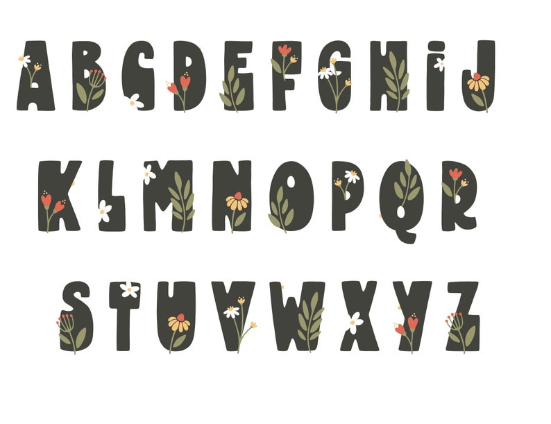 Jasmine Flower Floral Name Wall Decal, Personalized Nursery Girl Name