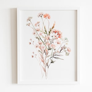 Stampa artistica da parete con fiori selvatici in stile boho in acquerello