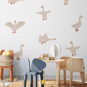 goose wall decals, neutral colors wall stickers, animal theme nyrsery decor
