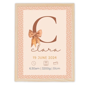 Impresión personalizada de inicial de niña, arte de pared personalizado para habitación de bebé, decoración de pared con lazo vintage, arte de letras iniciales para habitación de niña, arte de pared personalizado para habitación de bebé