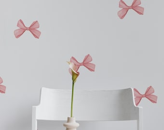 coquette wall decals, pink girly bows, ribbon wall stickers *US orders ship DDP*