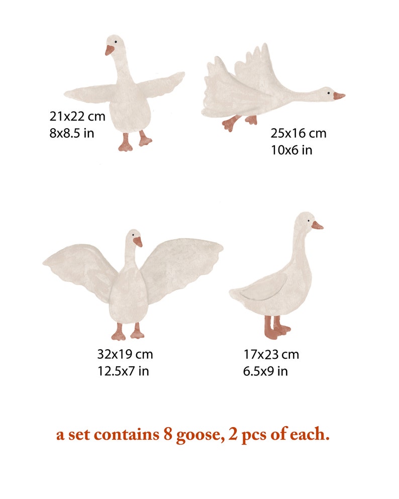 flying goose wall decals, neutral colors wall stickers, animal theme nyrsery decor