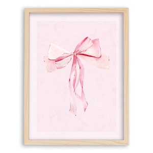 Pink Bow Print, Coquette ribbon wall art, Aesthetic Pink Nursery Girly decor *US orders ship DDP*