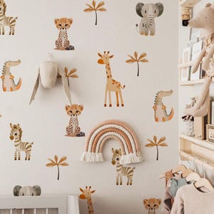 Safari animals fabric srickers,  jungle animals wall decals for nursery *US orders ship DDP*