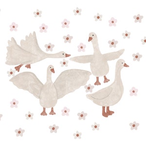 Geese Wall Decals, Duck wall art, neutral nursery, floral stickers, Goose wall stickers