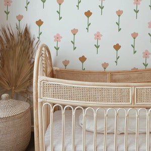 Adesivi murali a forma di fiore - Decorazioni floreali per la cameretta dei bambini, adesivi murali a forma di margherita, adesivi murali a forma di fiore rimovibili in tessuto