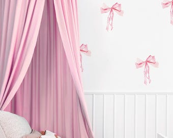 Pink Watercolor Bows Wall Decals, Coquette Room Decor *US orders Ship DDP*