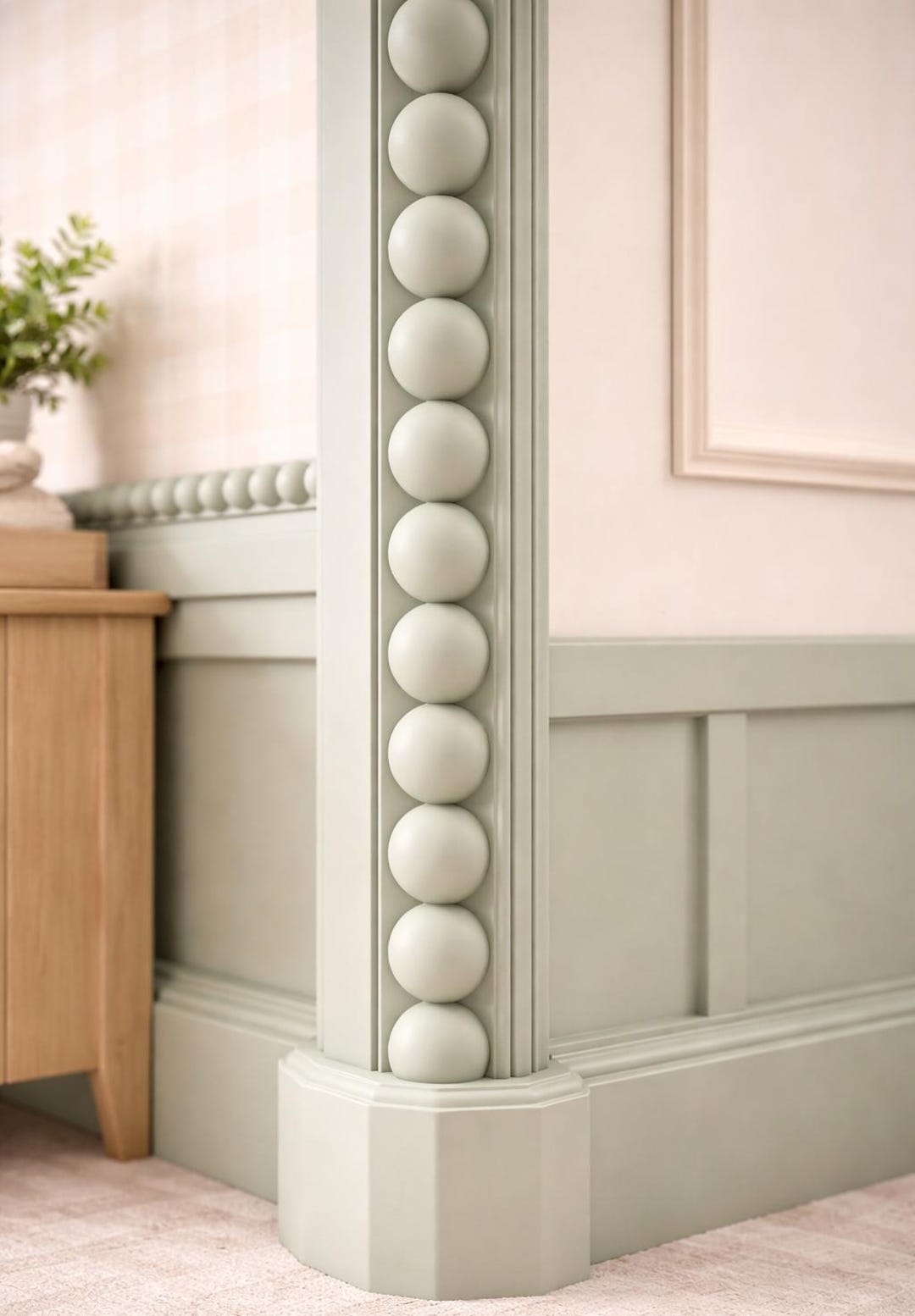 Painted bobbin trim architectural corner inspiration