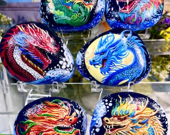Colorful Dragon Painted Rock