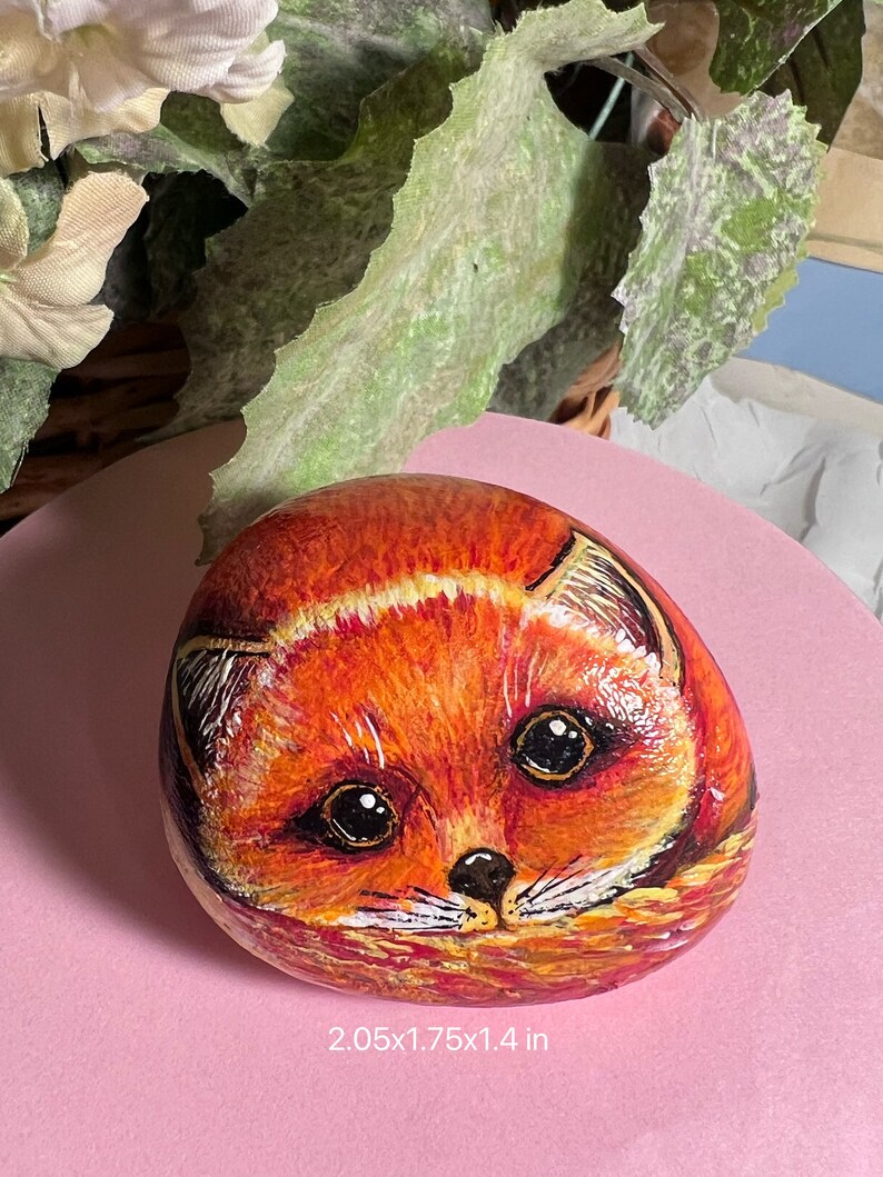 Red Fox Painted Rock. the Fox is a Symbol of Cleverness and - Etsy