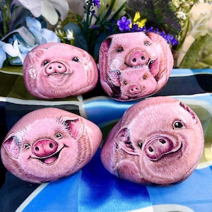 Pig Painted Rock. Pig always makes people feel gentle and easy-going.