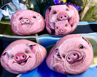 Pig Painted Rock. Pig always makes people feel gentle and easy-going.