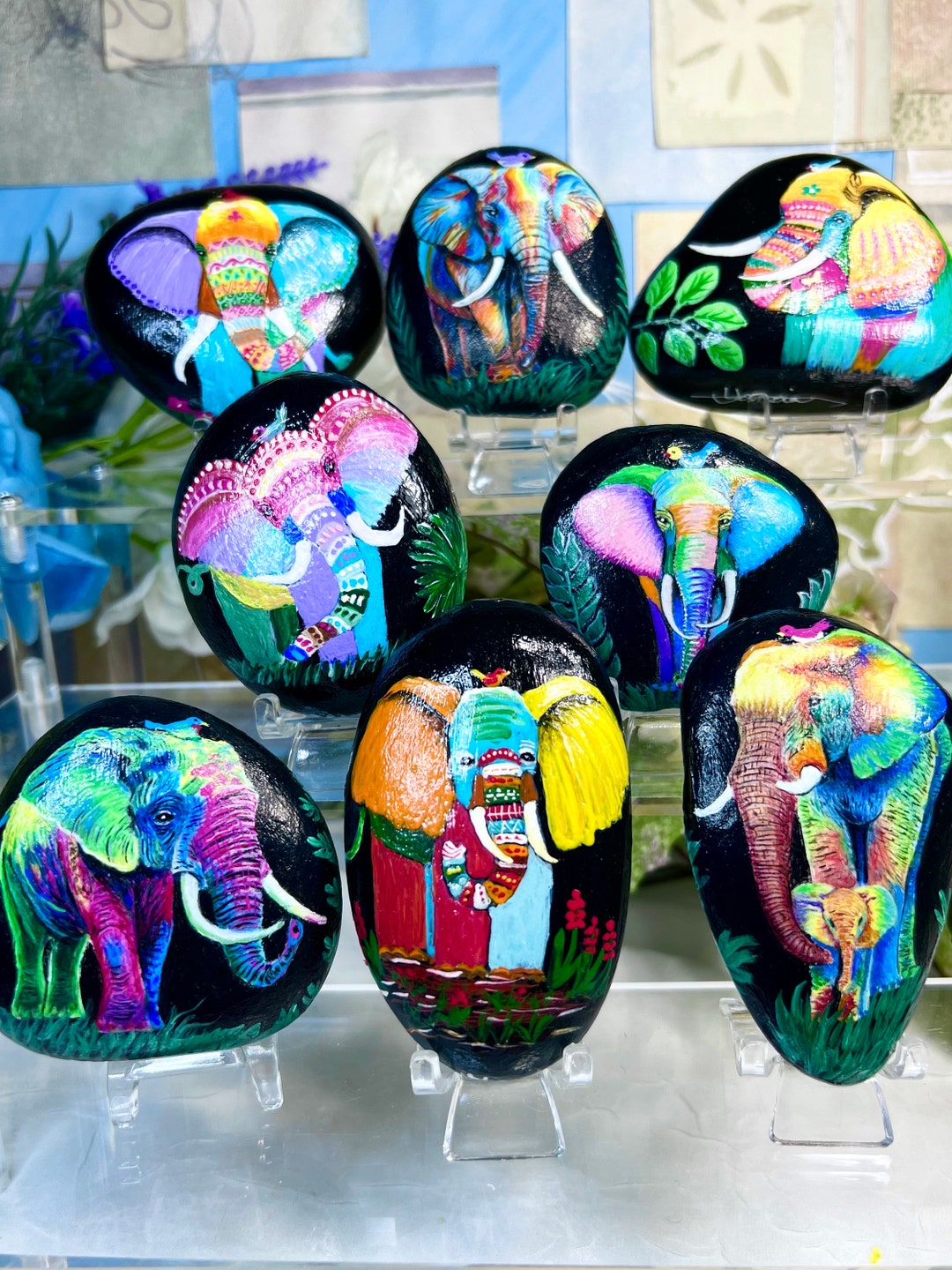 Elephant Rocks Posters Colorful Elephant Painted Rock. Make You Feel Confident and Strong. - Etsy