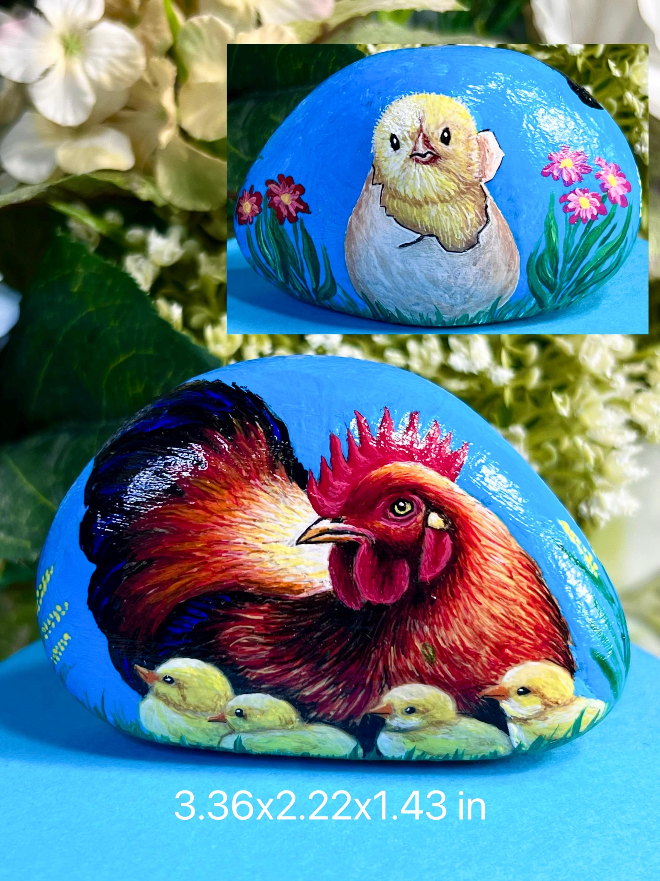 Painted Hen Rocks Hand Painted Hen and Chicks Rock: Decorative Paperweight - Etsy