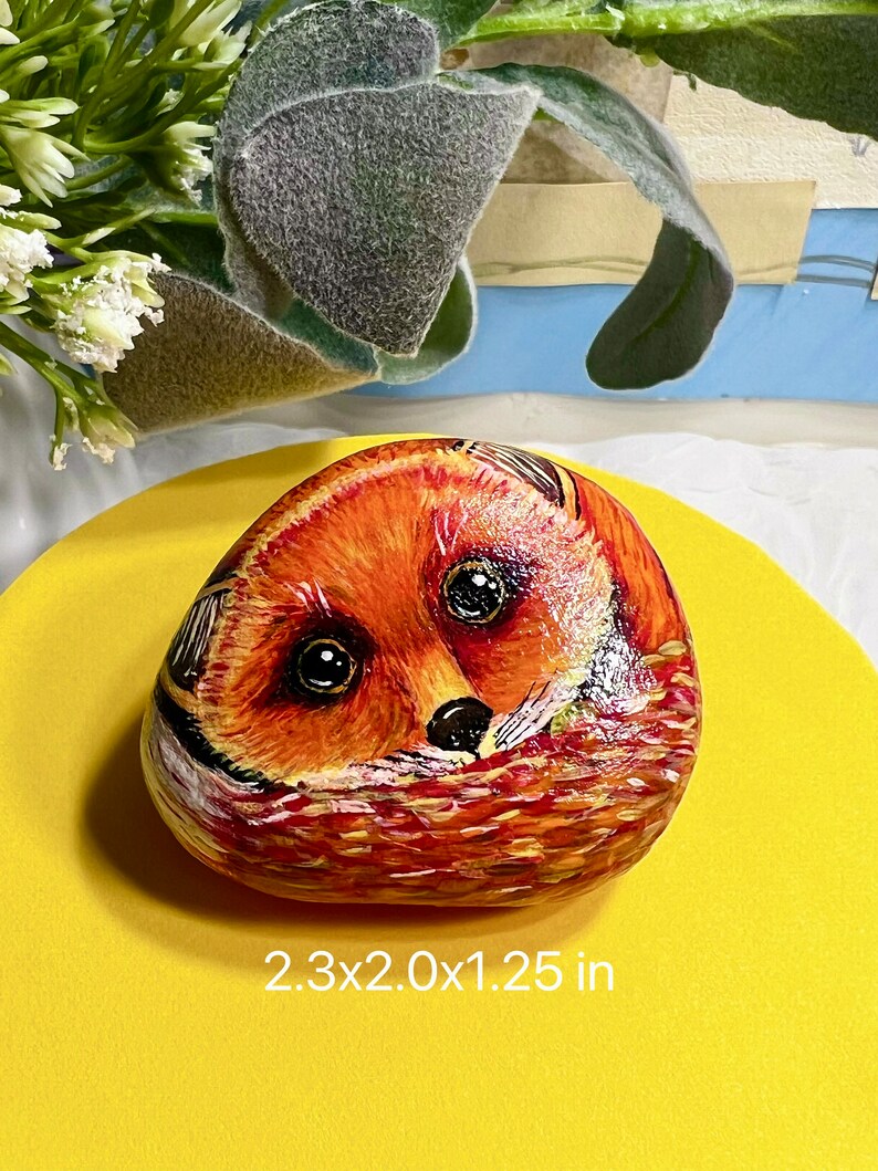 Red Fox Painted Rock. the Fox is a Symbol of Cleverness and - Etsy