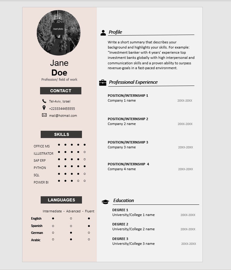 CV/ Resume Aesthetic Template Etsy