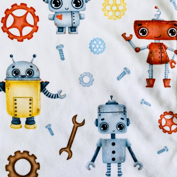 Schmusetuch | Benutzerdefinierte gedrucktes Design | Schöne Lovie | Baby-Dusche-Geschenk | weichem Fleece & Minky | Baby Mädchen Junge | Roboter | Handgefertigt